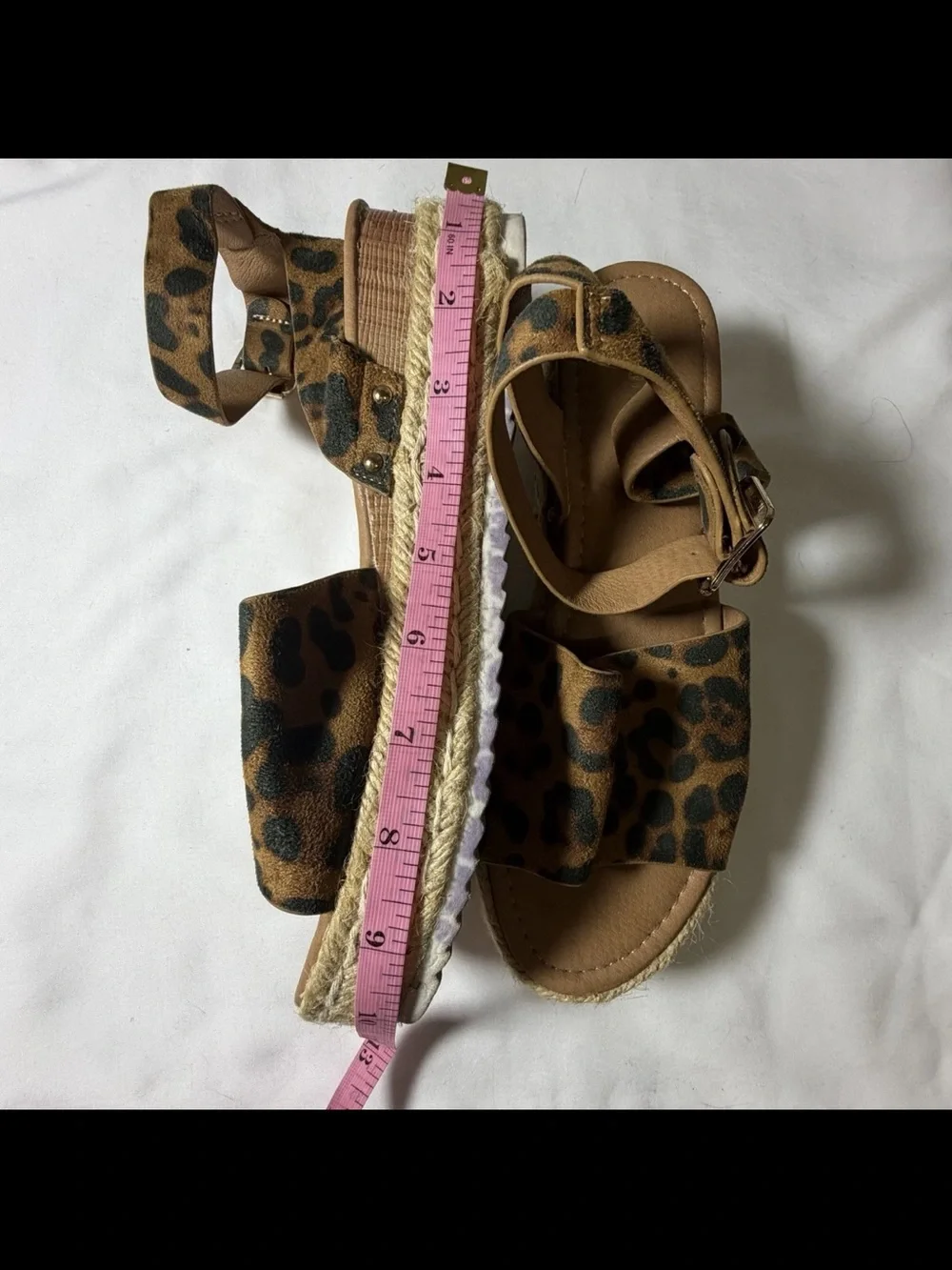 Leopard Print Bow Espadrille Sandals - Women